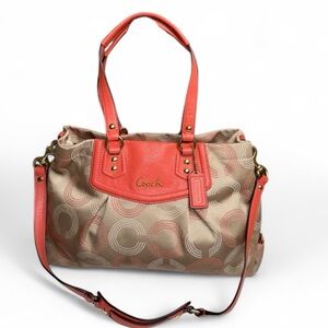 Coach Coral and Beige Shoulder Bag